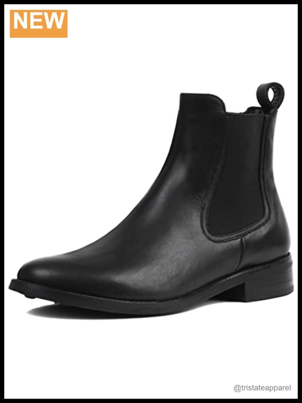 Women's Leather Chelsea Ankle Boots - Block Heel, Studded, Water Resistant
